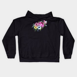 Decorative Colorful Hand Drawn Flowers Kids Hoodie